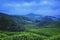 Viewpoint on the top of cameron highland, tea valley and sunrise