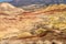 Views of the arid and colorful landscape of Painted Hills