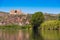 Views of the castle of Miravet, Tarragona, Catalunya, Spain. Copy space for text.