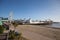 Views of Clacton Pier and the beach at Clacton on sea in Essex in the UK