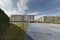 Views of a closed swimming pool and a multipurpose sports