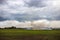 Views of dense smoke drifting from the burning of rice stubble in rice fields