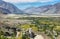 Views of Diskit gompa and Nubra valley fields from above, Ladakh, India