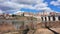 Views of the Duero River with a bridge as it passes through Tordesillas, in Valladolid, Spain. Europe.