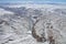 Views of the foothills of the Karymsky volcano from a helicopter