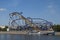 Views of Gorky Park from the Moscow River. The Shuttle was relocated to VDNKh in 2014