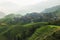 Views of green Longji terraced fields and Tiantouzhai village