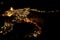 Views of the illuminated village of Alcala del Jucar at night from the viewpoint