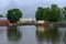 Views of the Italian pond in rainy weather