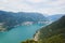 Views of Lake Como from the Lighthouse Voltiano. Lighthouse named Alessandro Volta. Italy.