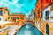 Views of the most beautiful channels of Venice, narrow streets, houses