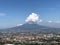 Views of Mount Vesuvius through the clouds