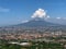 Views of Mount Vesuvius through the clouds