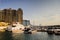 Views of Palm Jumeirah island with ships