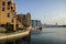 Views of Palm Jumeirah island with ships