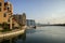 Views of Palm Jumeirah island with ships