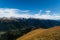 Views from Peloplin of Linas de Broto Village, Ordesa and Massif de Monte Perdido with the peaks of Mondarruego, Taillon, Casco,