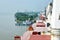 Views of the port entrance lock, pier and terminal of the Port of Haldia, India. October, 2020