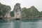 Views of the quaint cliffs and the sea with turquoise water in the most famous place in Vietnam - Ha Long Bay