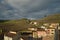 Views Of Rioja Baths Village And Its Beautiful Riojan Meadows With A Spectacular Sky From The Top Of The Strong Tower At Sunrise.