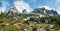 Views of rough mountains from lake Oesa trail