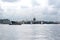 Views of the Saint-Petersburg yacht with sails, the Dome of St.