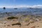 Views of the sea with 2 boats in `Cap de Planes` Beach in Calella de Palafrugell,.