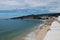 Views of the Sesimbra Beach and fortress in spring in Portugal