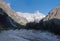 Views showing High mountains, rivers, forests, valleys and the alpine landscape of La Fouly in the Canton of Valais, Switzerland.