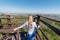 Views to the landscape from the top of wooden observation tower