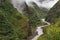 Views of winding Pastaza river and sheer mountains