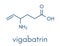 Vigabatrin epilepsy seizures drug molecule. Suicide inhibitor of the enzyme GABA transaminase. Skeletal formula.