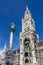 Vigin Mary`s Column and New Councill Hall tower at Marienplatz s