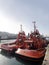 Vigo, Spain - Jan 24, 2020: Tugboats moored in the port on January 24, 2020 in Vigo, Pontevedra, Spain