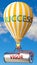 Vigor and success - shown as word Vigor on a fuel tank and a balloon, to symbolize that Vigor contribute to success in business