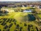 Viking age Jelling burial mounds panorama in Denmark