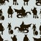 Viking characters . Vector seamless pattern. Black silhouettes.