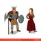 Viking couple flat 3d isometric costume collection