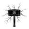 Viking hammer icon with lightning bolts vector illustration