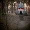 A Viking Head and Helmet in the Forest