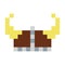 Viking helmet horns pixel art cartoon retro game style