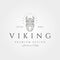 Viking logo line art vector with helmet illustration design