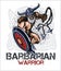 Viking norseman mascot cartoon with bludgeon and