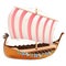 Viking scandinavian draccar in realistic style. Norman ship sailing.