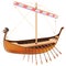 Viking scandinavian draccar in realistic style. Norman ship sailing.