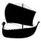 Viking scandinavian drakkar silhouette. Norman ship sailing