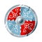 Viking shield. Medieval Norway armor of people for protection vector illustration. Silver red and blue fighter shield