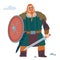 Viking with shield and sword. Vector flat illustration.