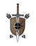 Viking sword arm shield arrow logotype tattoo