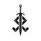 Viking sword logo. Sword with Odal rune and small runes